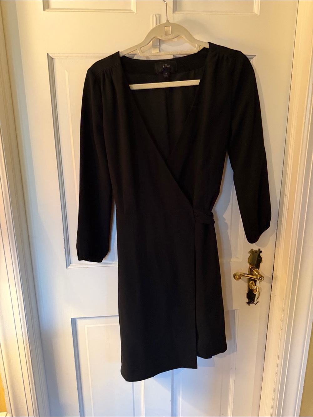 J. Crew Black Long-Sleeve Wrap Dress